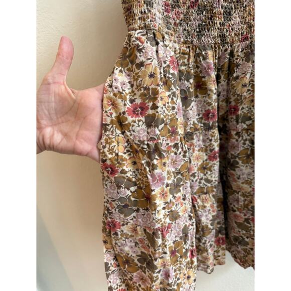 Madewell Tucker Tie Strap Floral Smocked Lucie Mini Dress – Size Medium - Picture 5 of 14